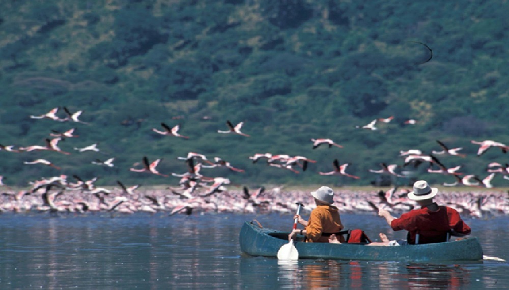 Canoeing on Lake Manyara